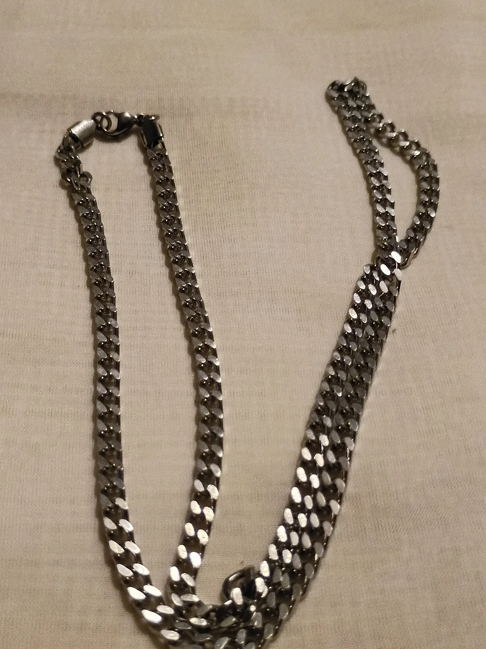 Men's Polished Silver Curb Chain Necklace